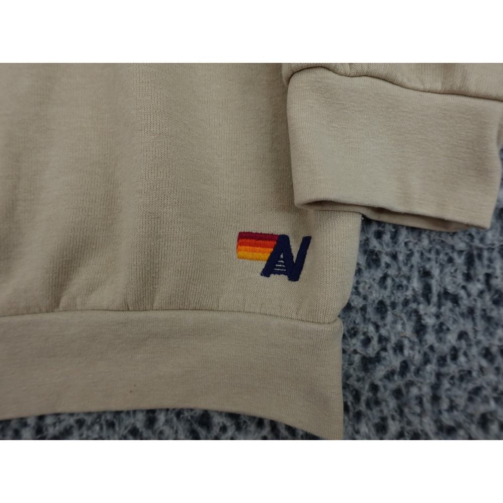 Aviator Nation Sweatshirt Unisex Large Tan 5-Stripe Rainbow Sun Crewneck USA - Picture 3 of 8